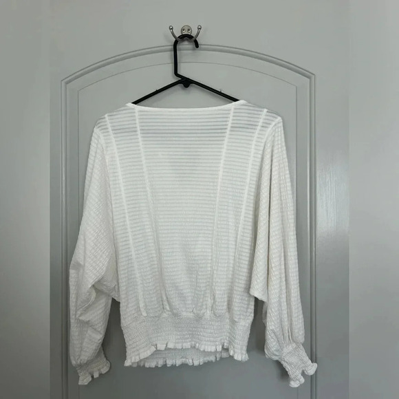 Anthropologie Rebecca smocked top puff sleeves white size small - Picture 4 of 12